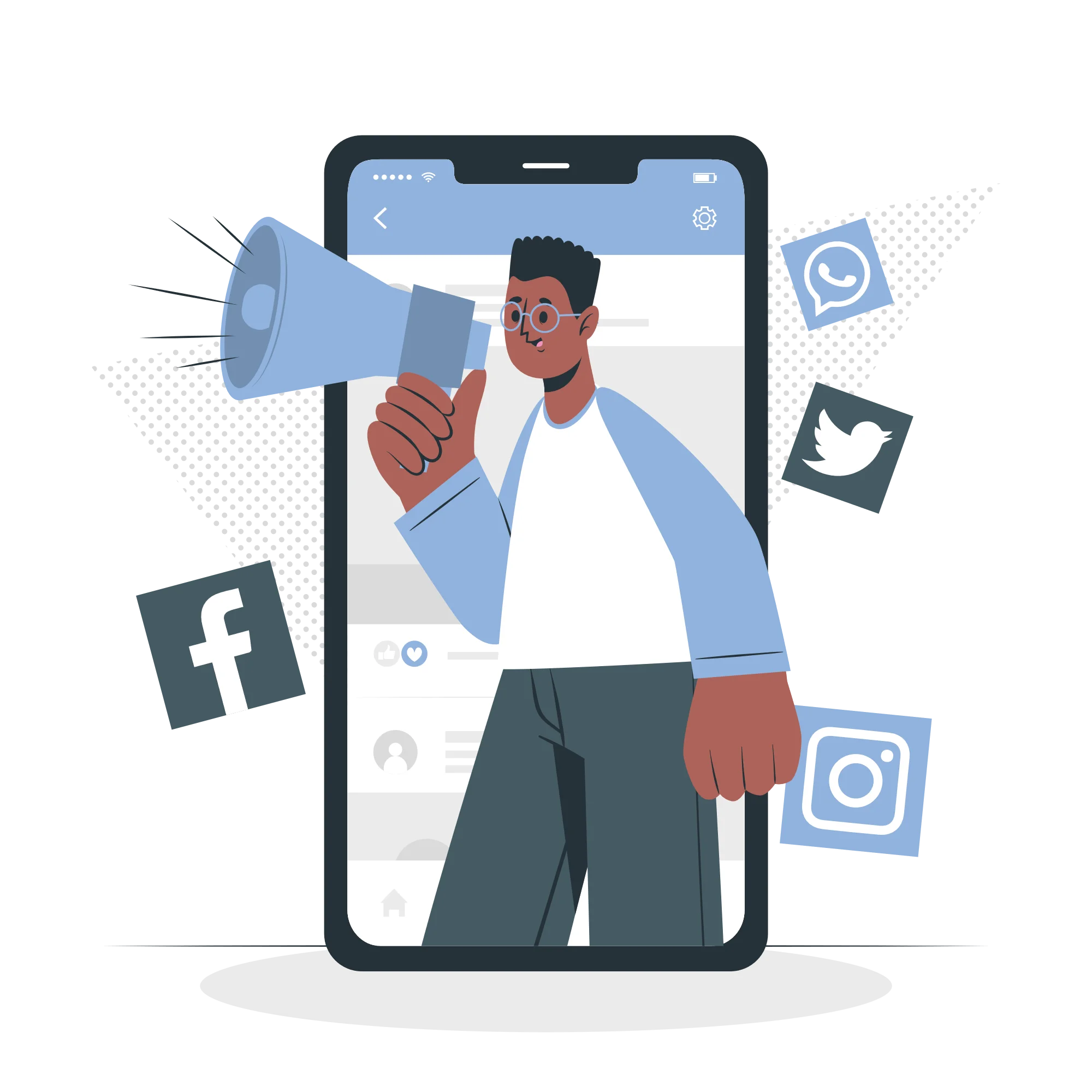 Mobile marketing illustration customer success story illustration